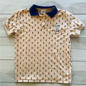 MLB Boston Red Sox Monogram All Over Polo Shirt, beige sz. M New Without Tags